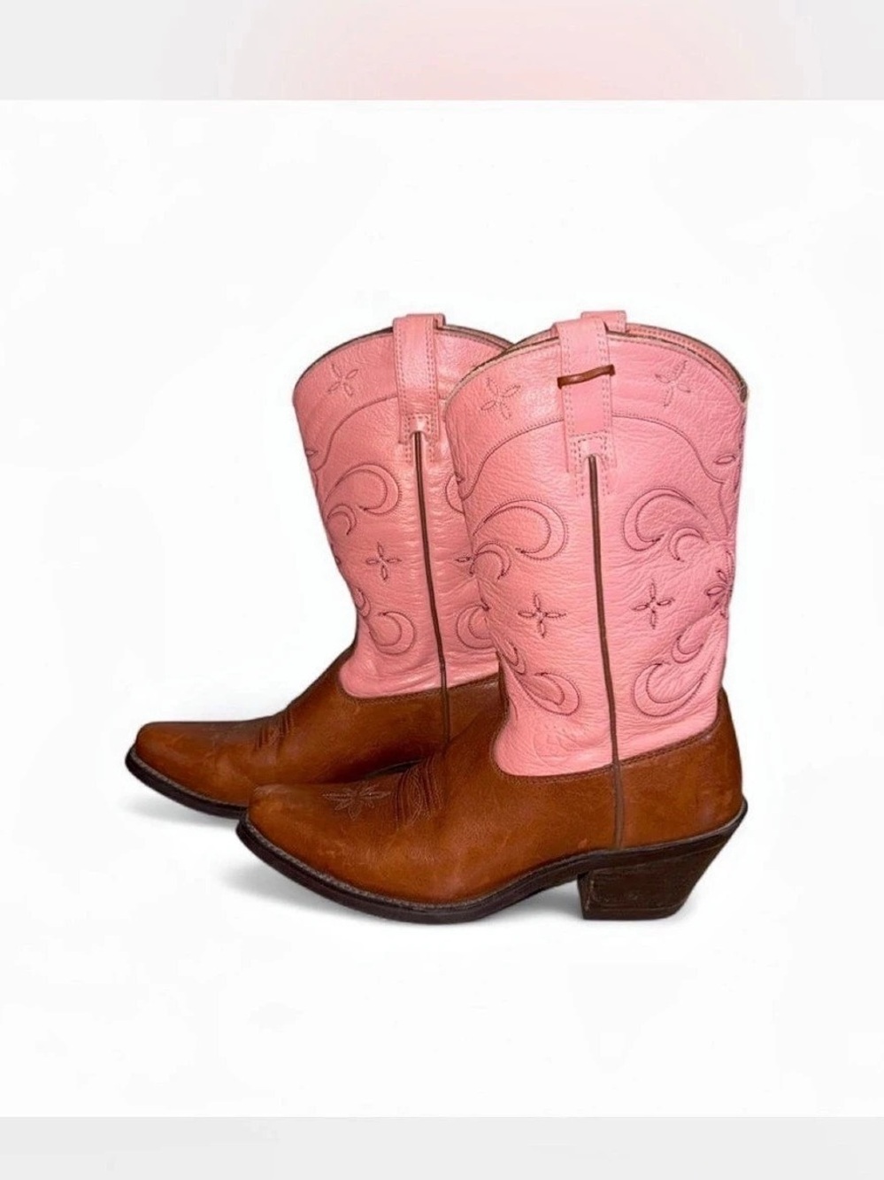 Ariat 13620 Western Floral Heeled Boots Brown Pink US 7B